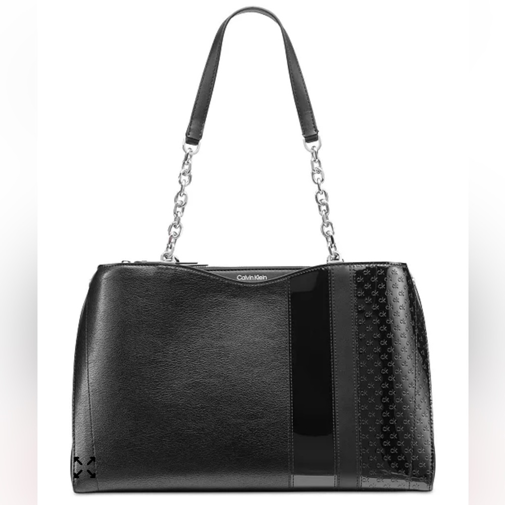 Calvin Klein Nova Black with Tripe Compartments Tote